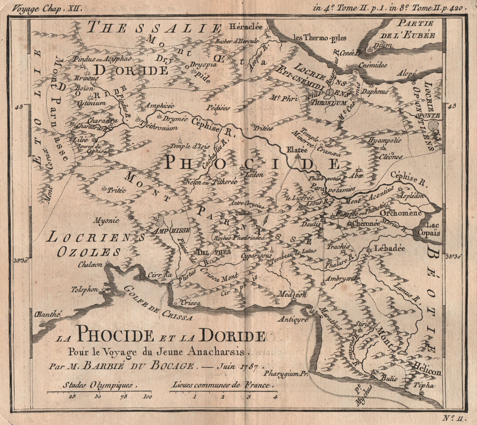 ANCIENT GREECE. Phocide (Phocis) & Doride (Doris) . BARBIÉ DU BOCAGE 1790 map
